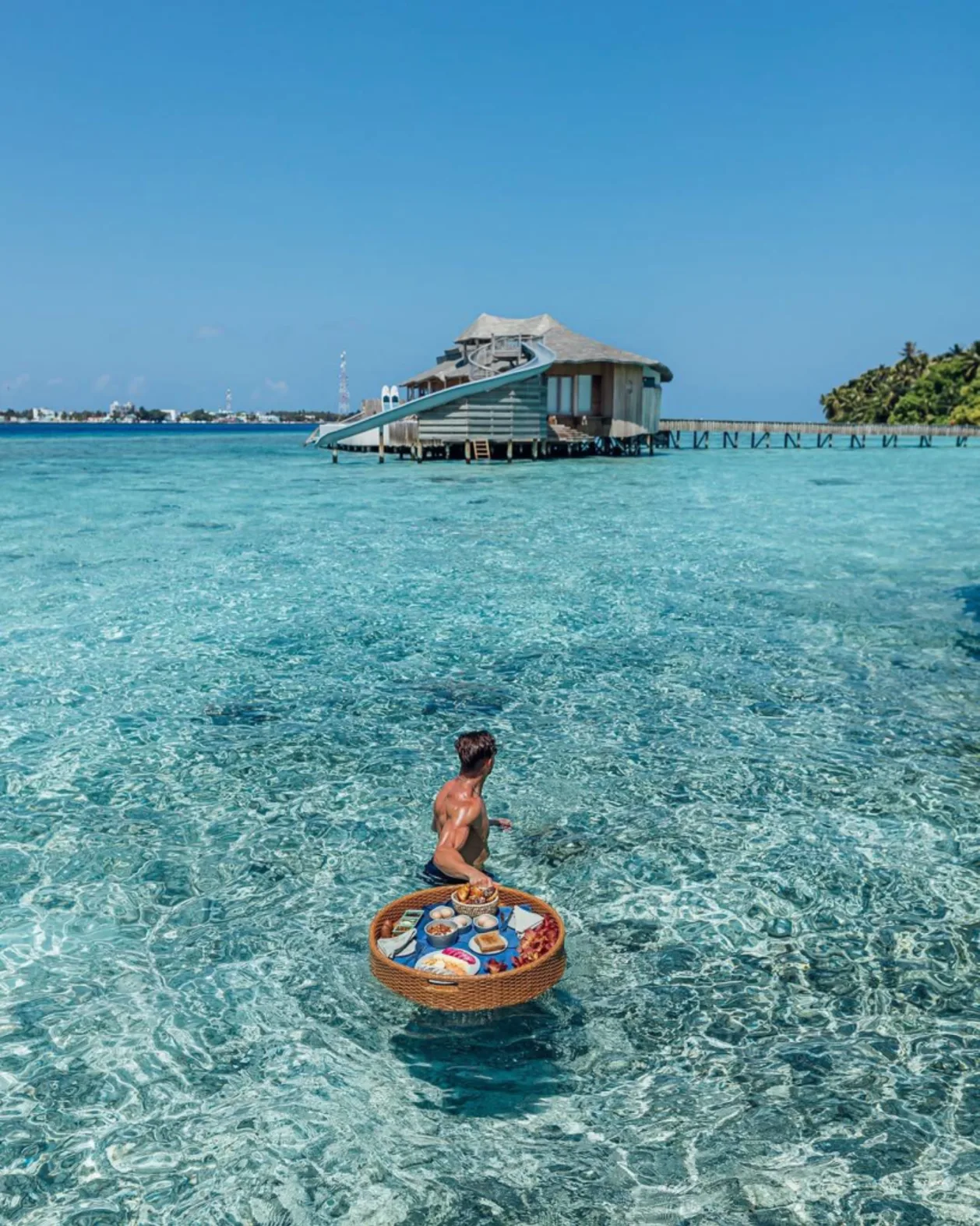 Soneva Jani floating breakfast delivery